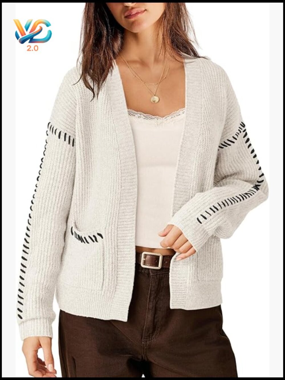 Chunky Oversized Open Front Cable Knit Cardigan V-Neck Long Sleeve